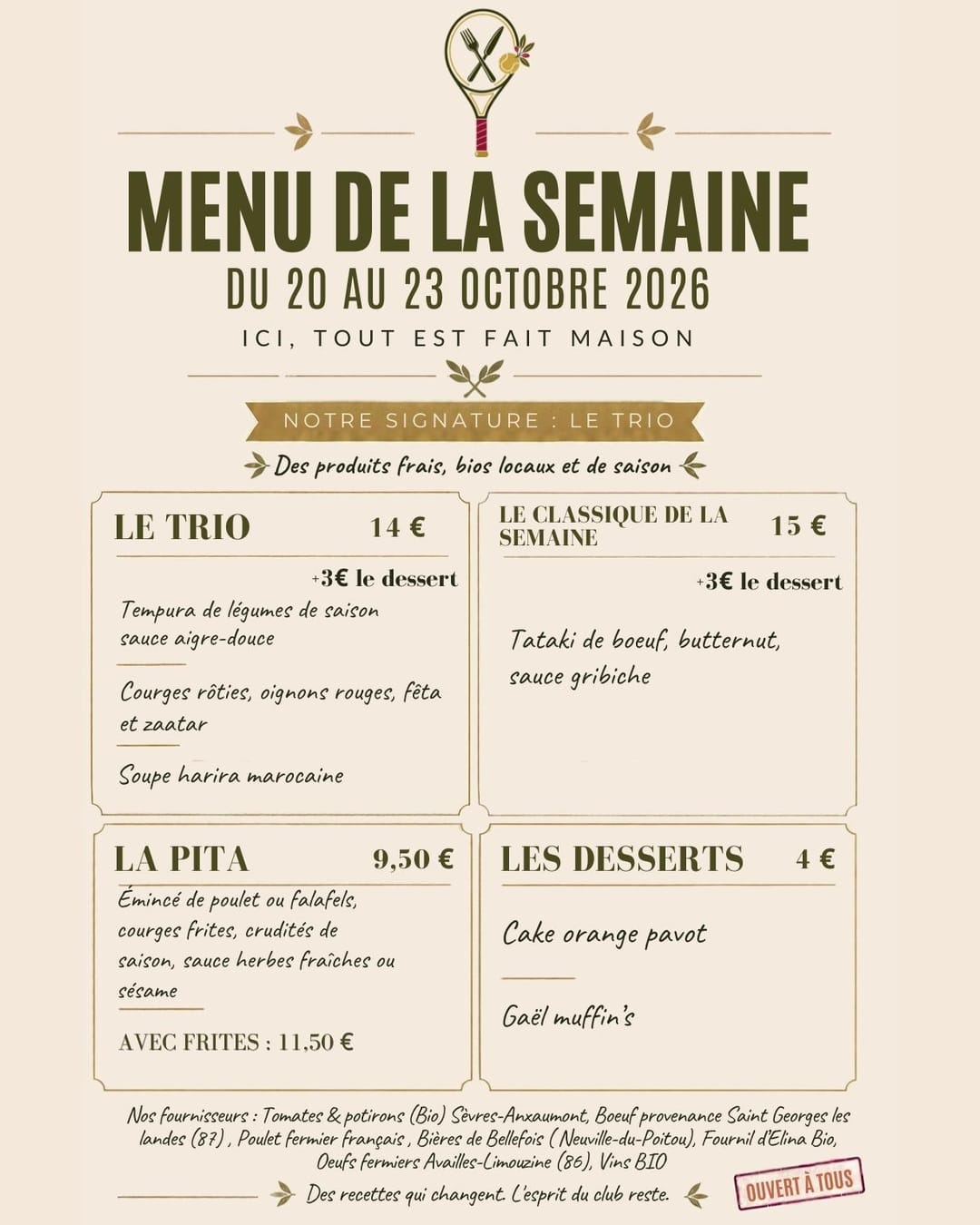 Plats de la semaine