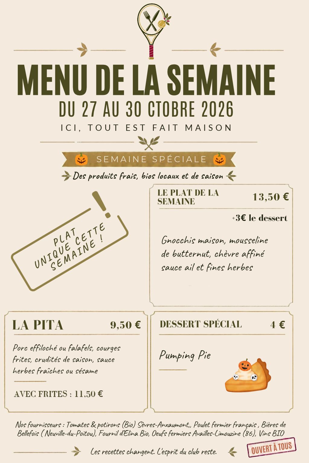 Plats de la semaine