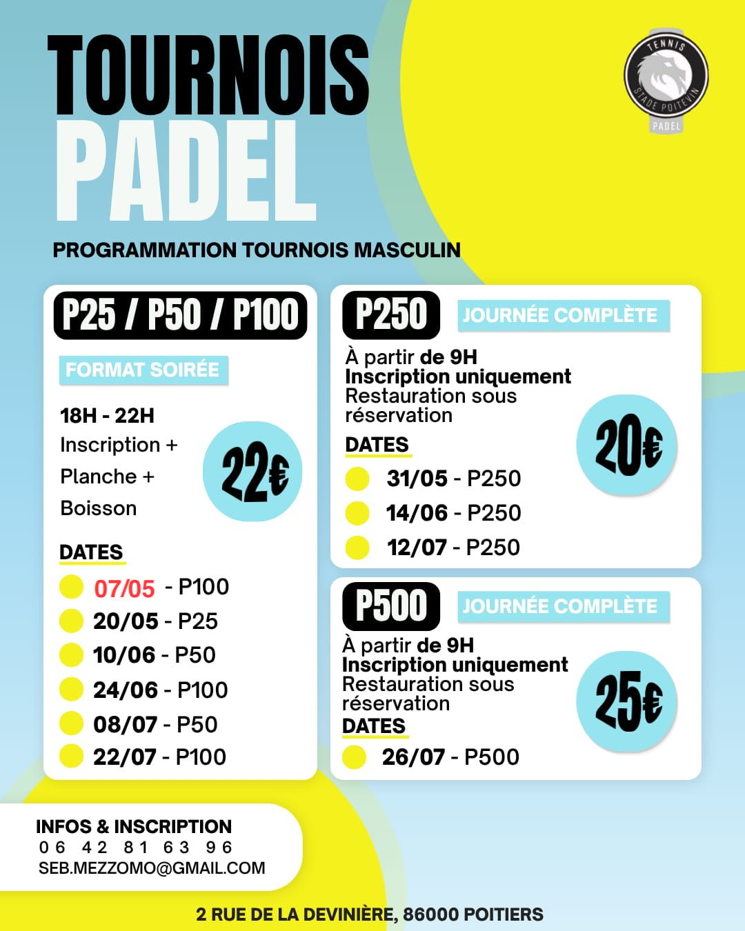 Tournois Padel à venir